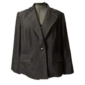 Suit Studio Women Gray Suit Jacket With Pearl Button Fully Lined Size 16W